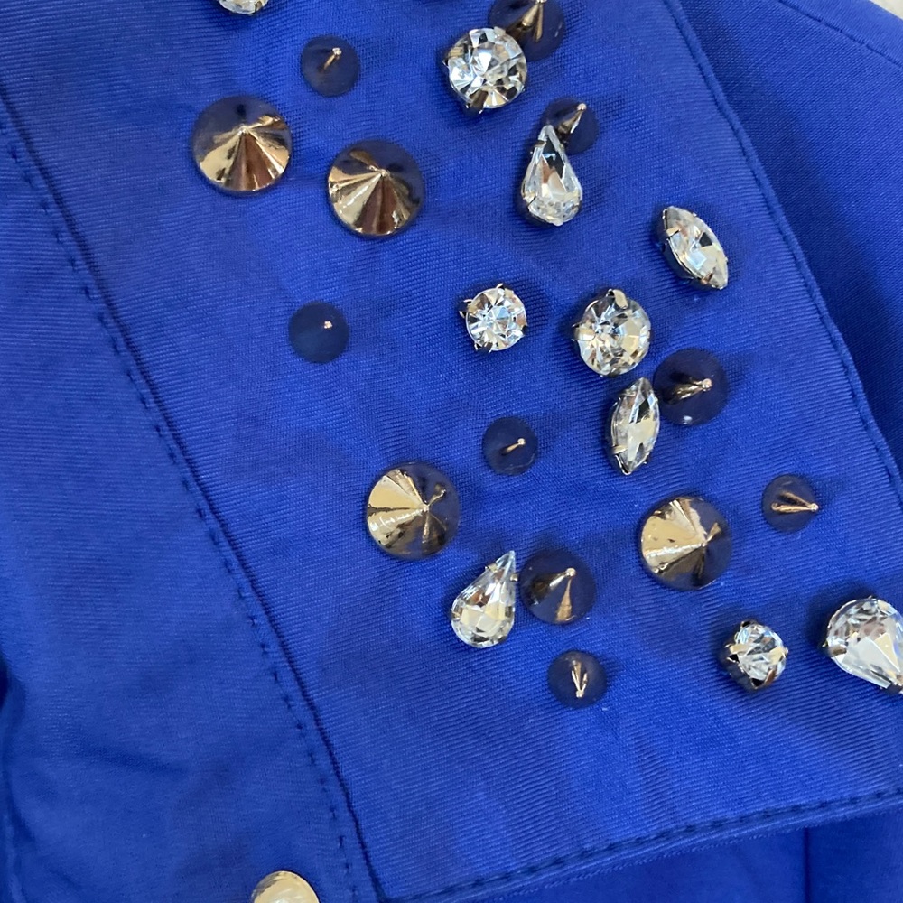 Sam Edelman Royal Blue Trench Coat with Studded Collar - Picture 4 of 13